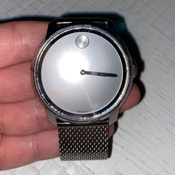 Movado Bold Silver Watch Stainless Steel mesh-link bracelet Swiss Quartz unisex - Picture 3 of 6